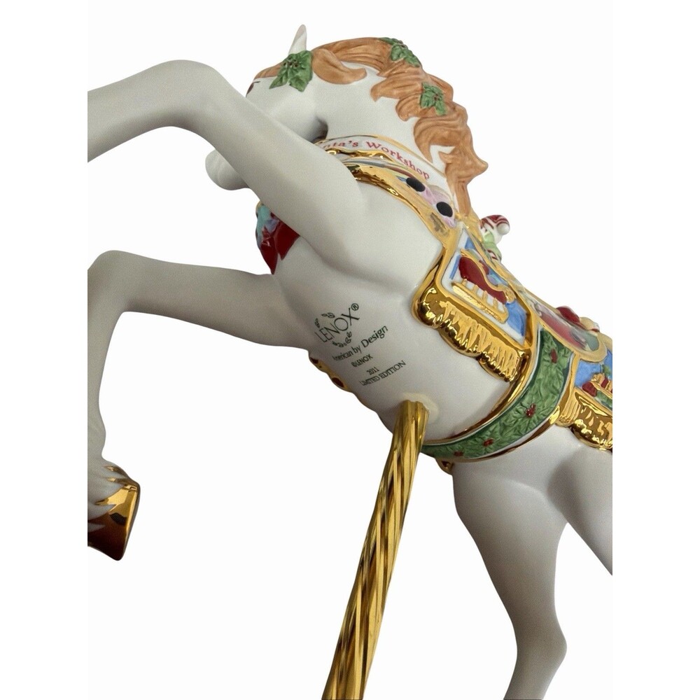 Lenox Carousel Horse 2011 Christmas Santa's Workshop Figurine Porcelain Wood - Picture 6 of 7